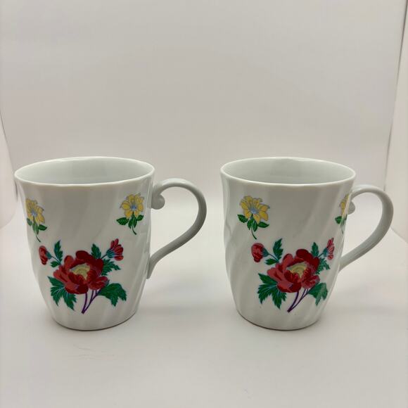 Laura Ashley Other - Laura Ashley‎ Fine Porcelain Cottagecore Floral 2 Coffee Tea Mugs Discontinued